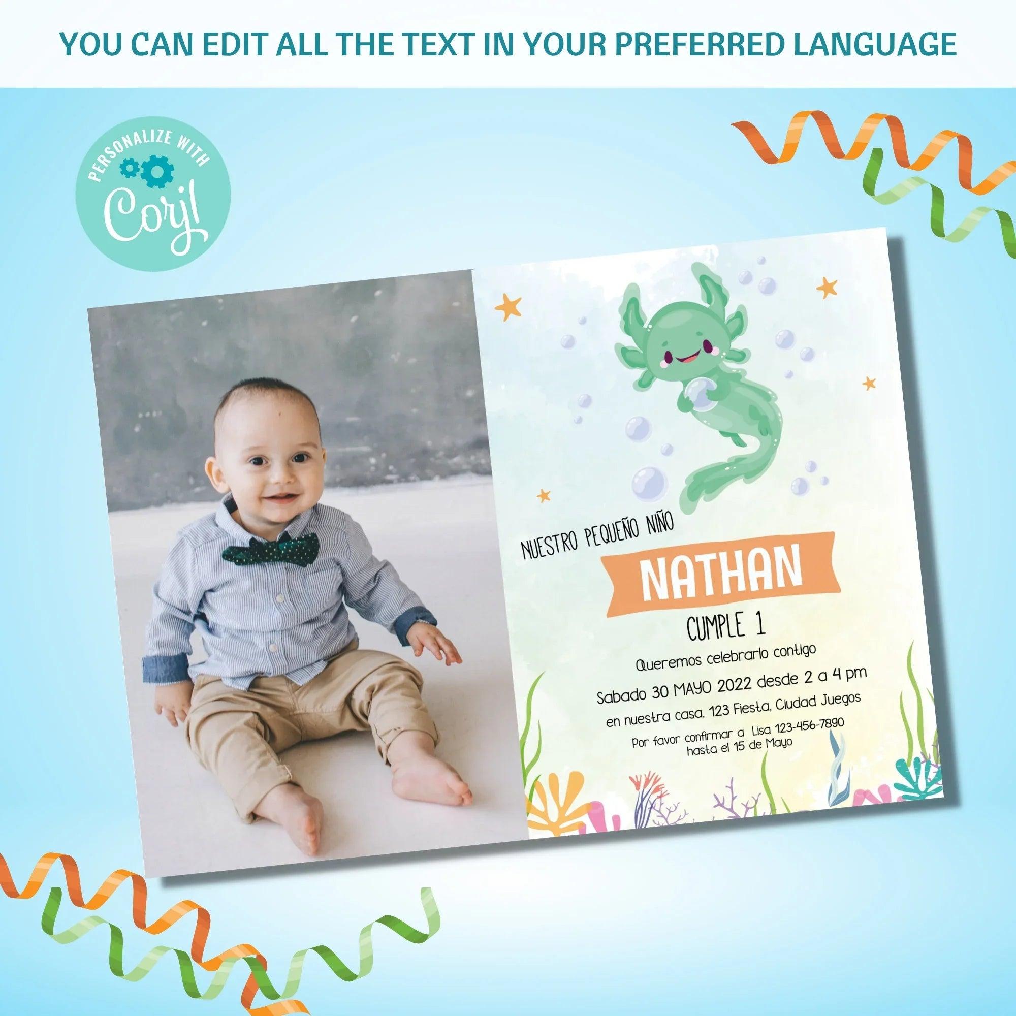 Axolotl Birthday Invitation Instant Download Digital template - Lovely Printable Party