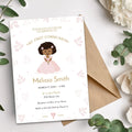 Pink leaves First Holy Communion Invitation - Lovely Party