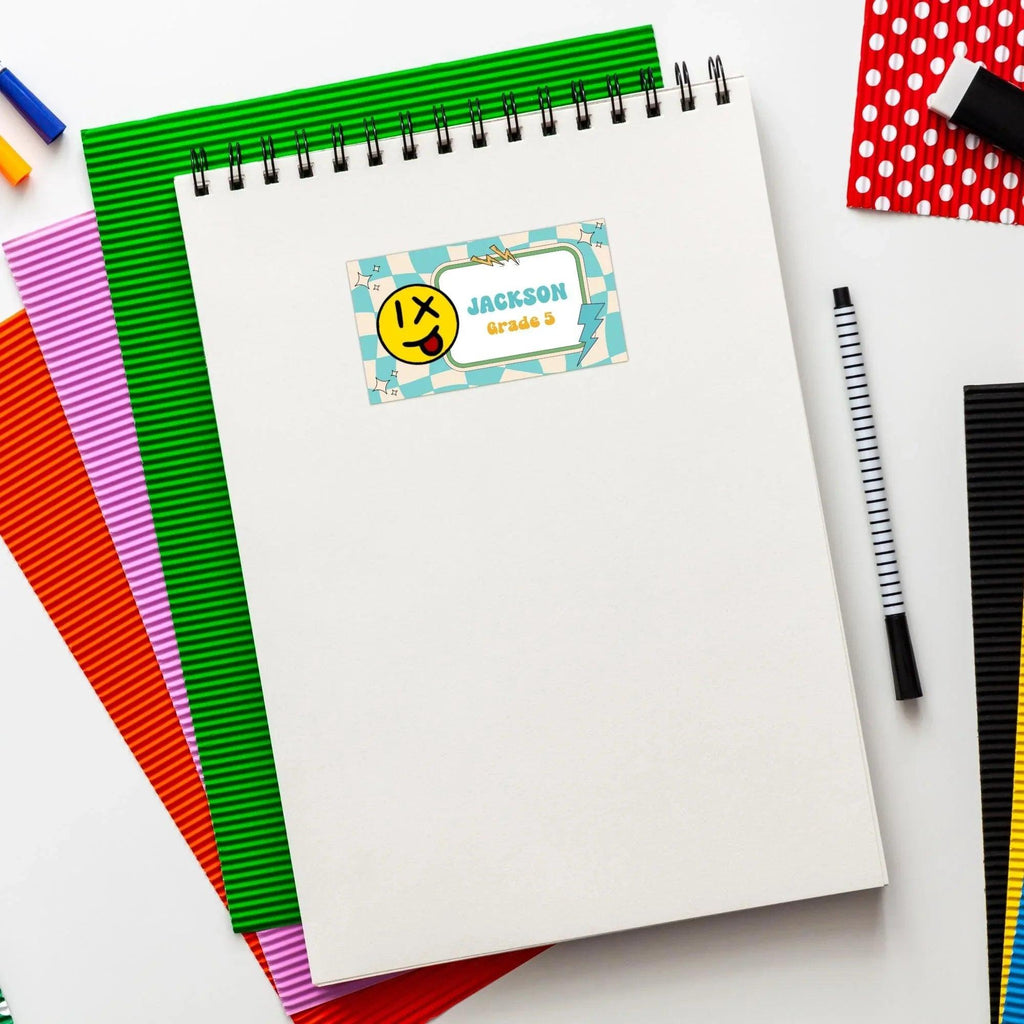 Funky retro School labels, Classroom Printables, Name labels for kids, Classroom Labels, School supply labels, Editable Labels - Lovely Printable Party