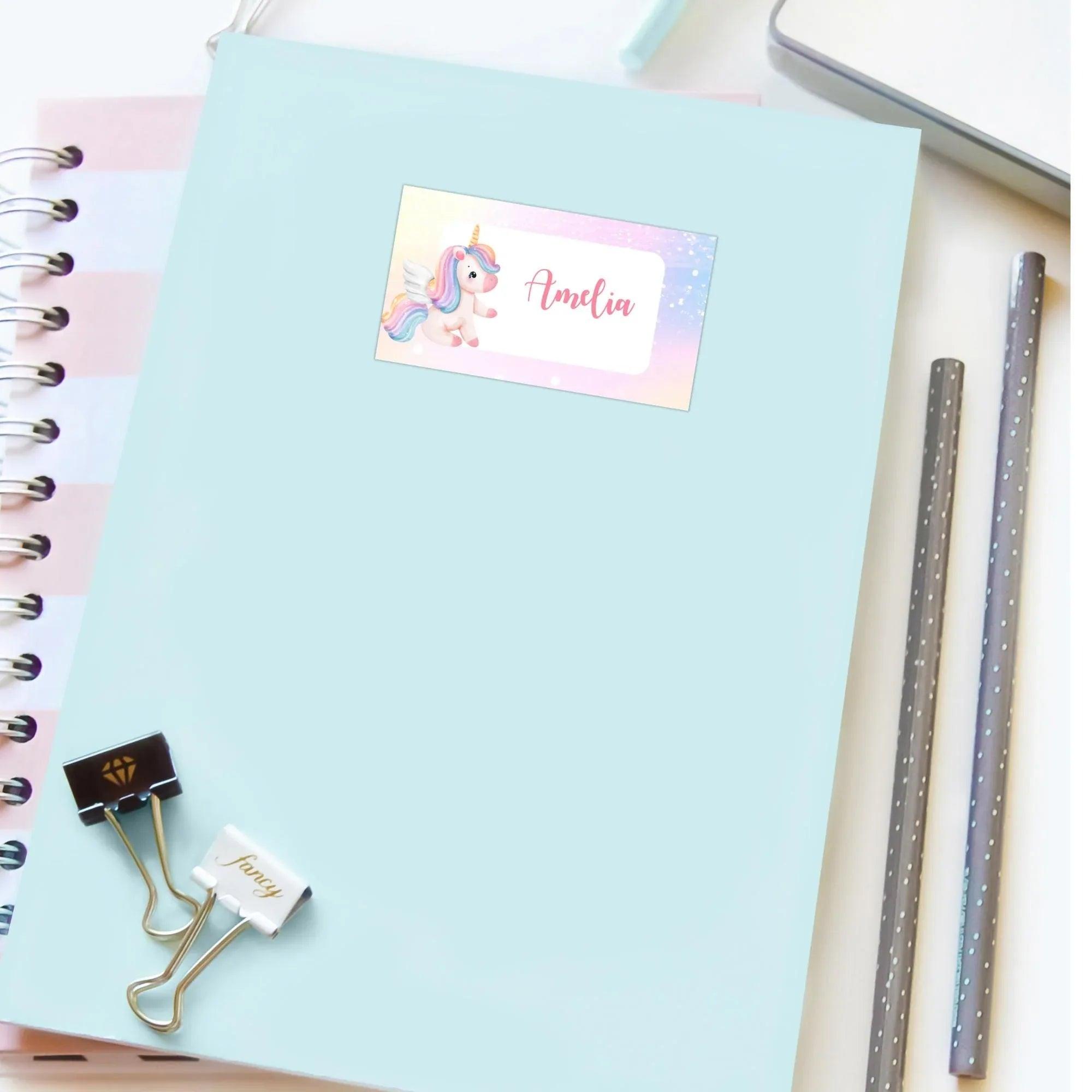 Unicorn Stickers, Kids name labels, School name labels, Classroom Labels, School supply labels, Custom text sticker - Lovely Printable Party