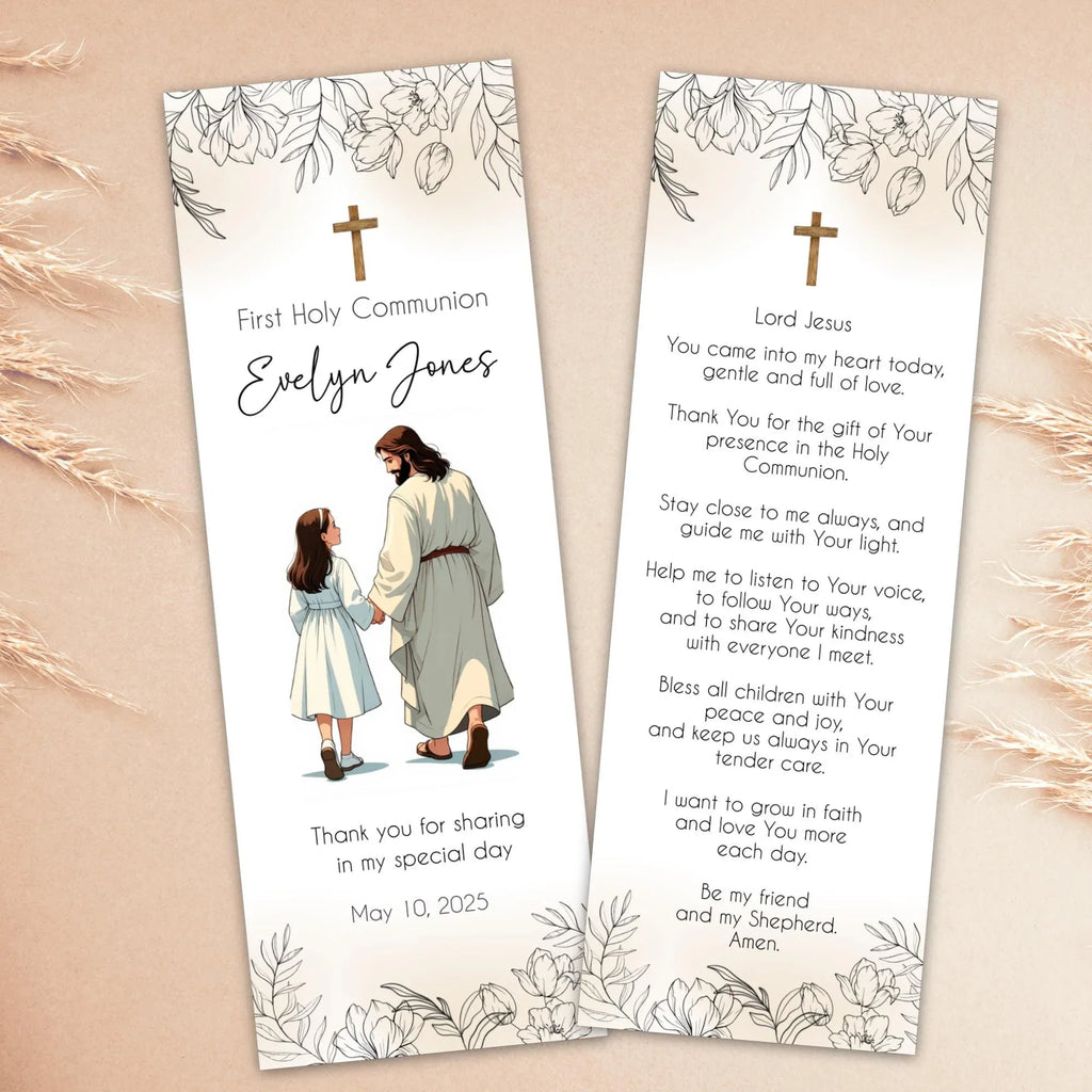 Jesus and girl First Communion Bookmark - Lovely Party