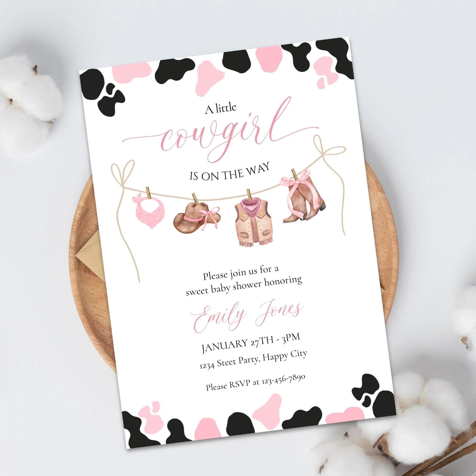 Cowgirl Baby Shower Invitation Instant Download Digital Template - Lovely Printable Party