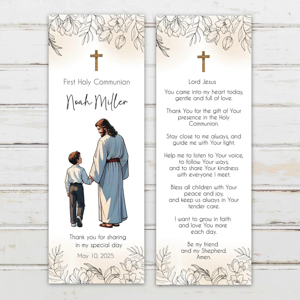 Jesus and Boy First Communion Bookmark - Lovely Printable Party
