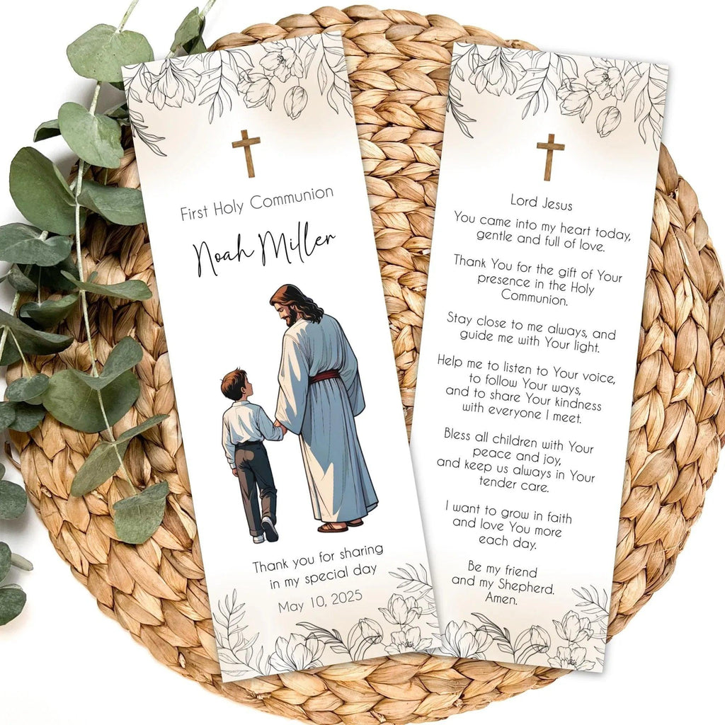 Jesus and Boy First Communion Bookmark - Lovely Printable Party