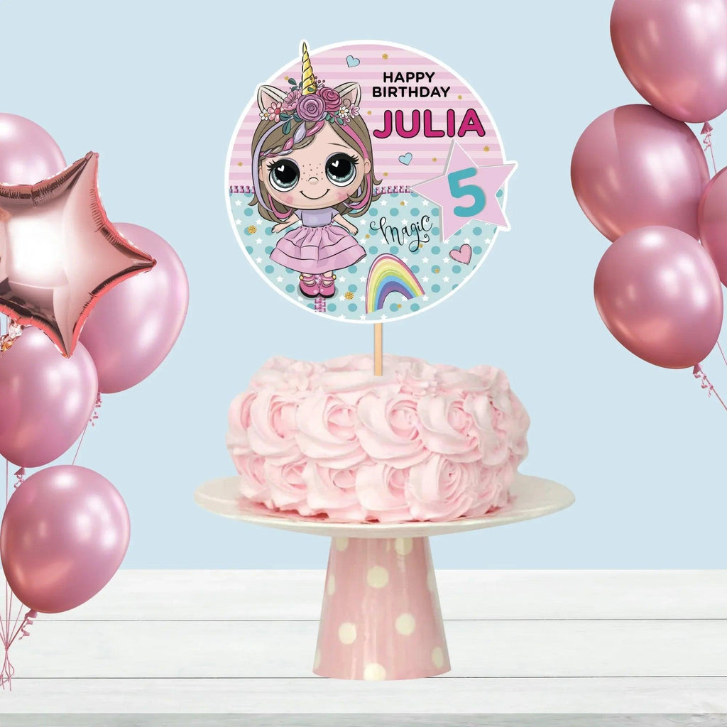 Doll Birthday Party Bundle Pack Sticker, Editable Sticker, Doll Birthday Tag, Doll party favor label, Instant Download, Doll topper - Lovely Printable Party