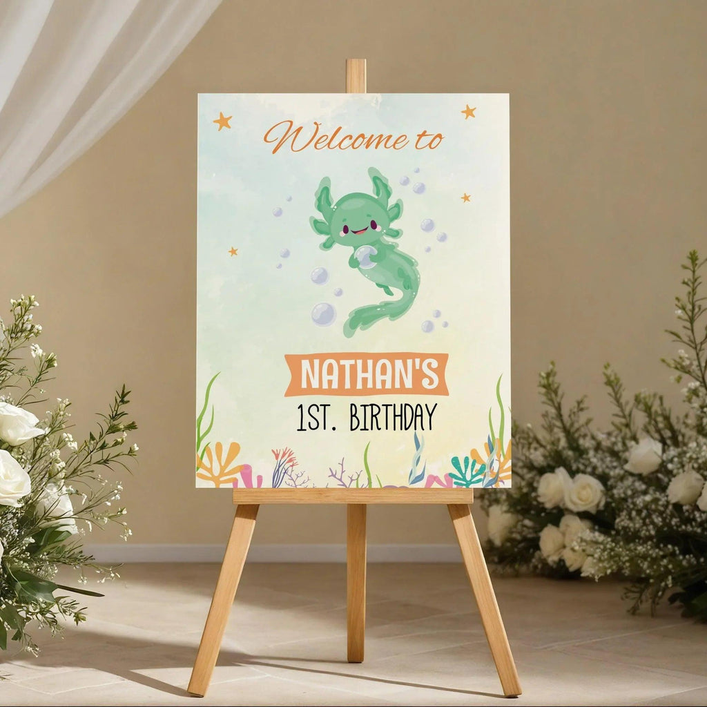 Axolotl Birthday Welcome Sign - Instant Download Digital Template - Lovely Printable Party
