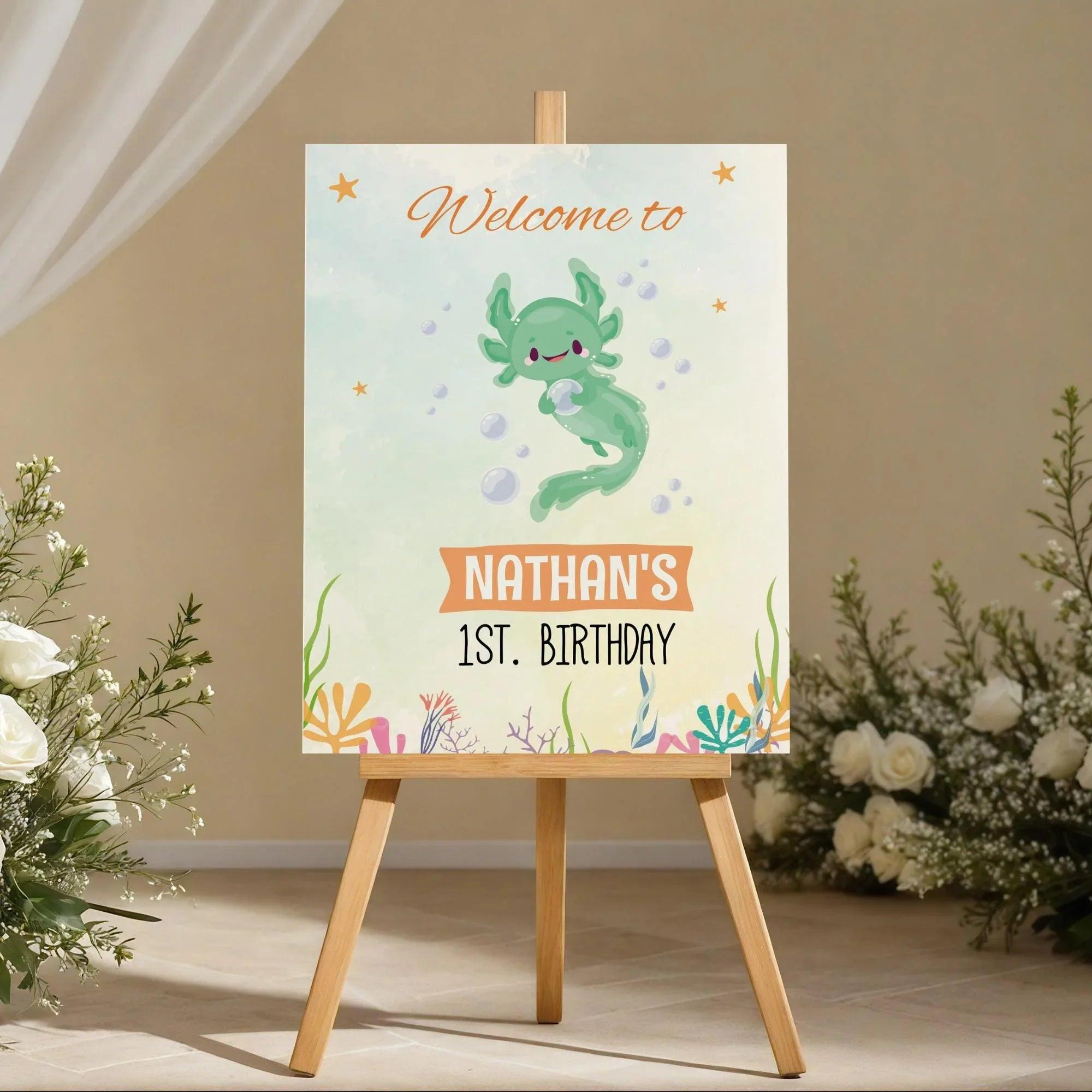 Axolotl Birthday Welcome Sign - Instant Download Digital Template - Lovely Printable Party