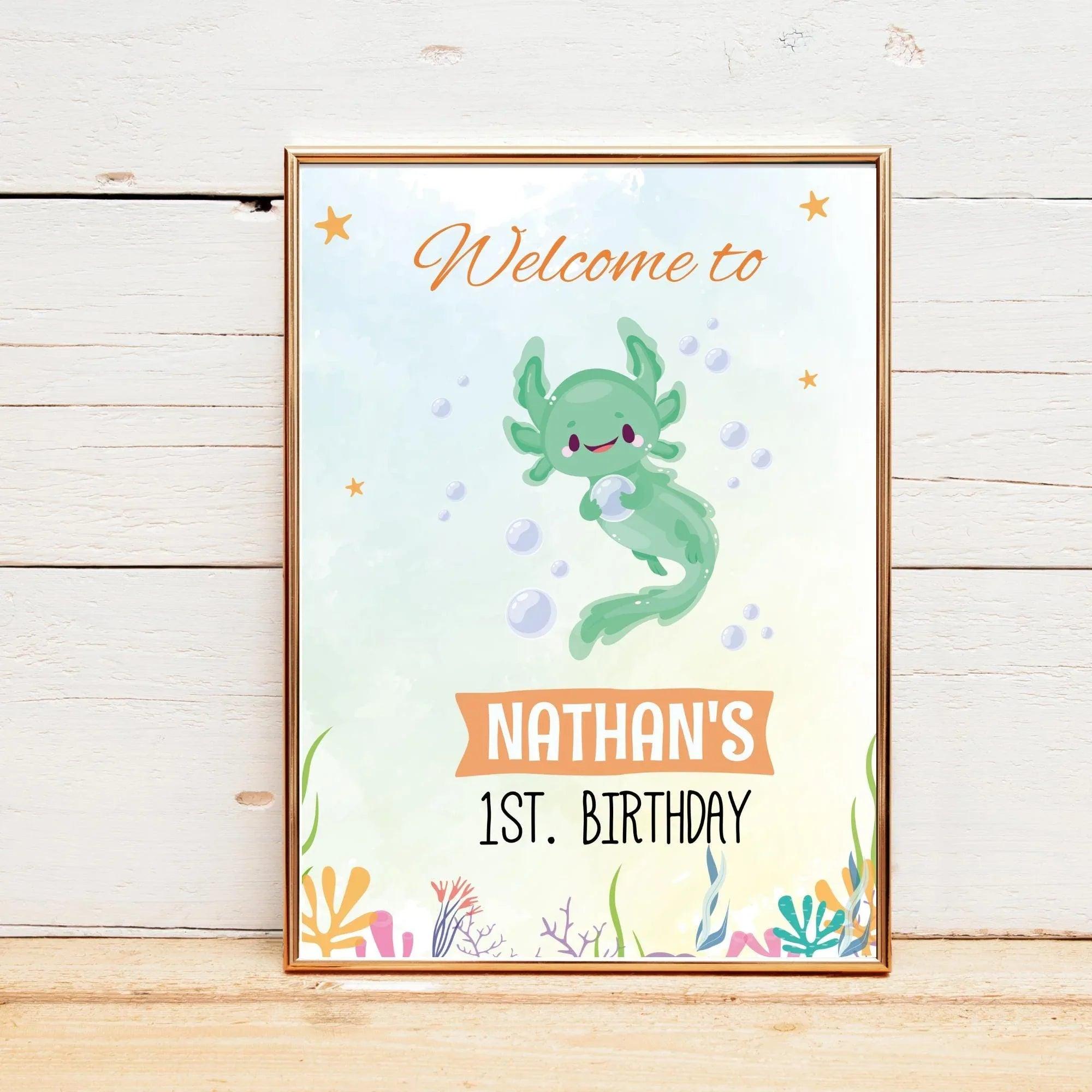 Axolotl Birthday Welcome Sign - Instant Download Digital Template - Lovely Printable Party