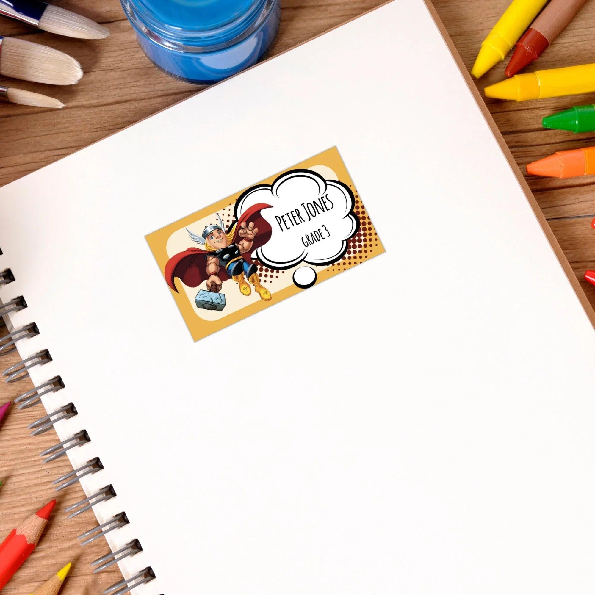 Superheroes Printables Labels, Preschool labels, Personalized kids labels, Children’s Name Labels, School supplies stickers - Lovely Printable Party