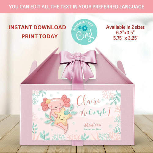 Axolotl Gable Box Label - Lovely Printable Party