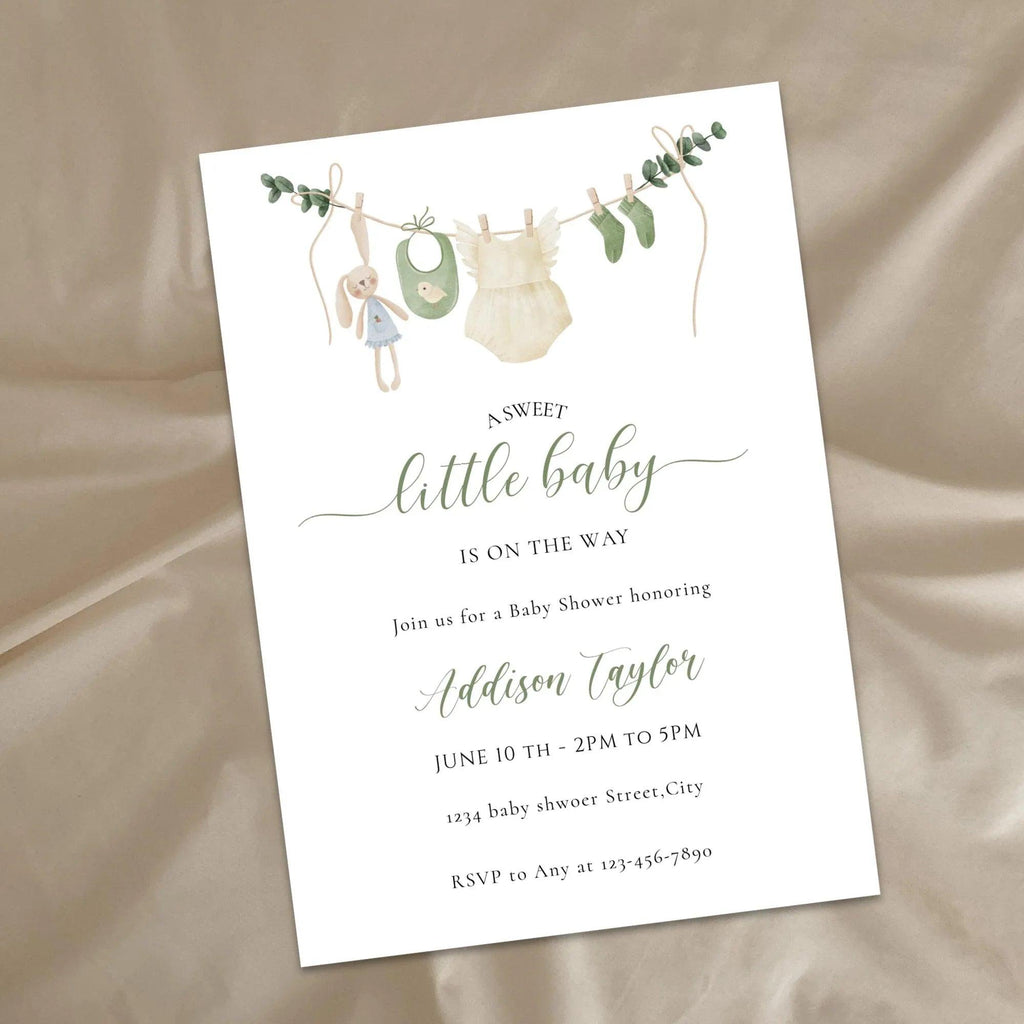 Gender Neutral Baby Shower Invitation, Baby Clothes Baby Shower Editable Template, Baby Shower Evite, Neutral Baby Shower Printable Invite - Lovely Printable Party