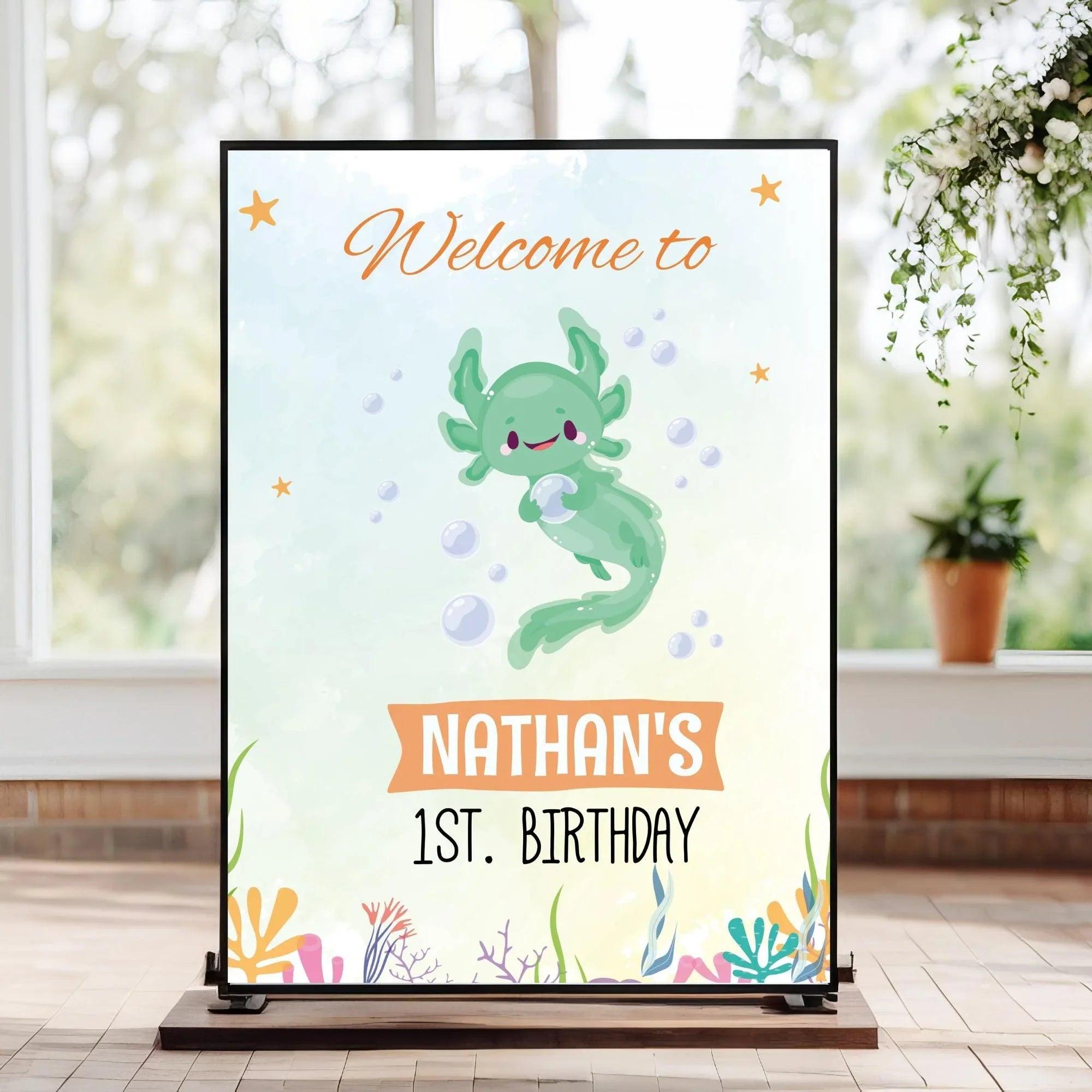Axolotl Birthday Welcome Sign - Instant Download Digital Template - Lovely Printable Party