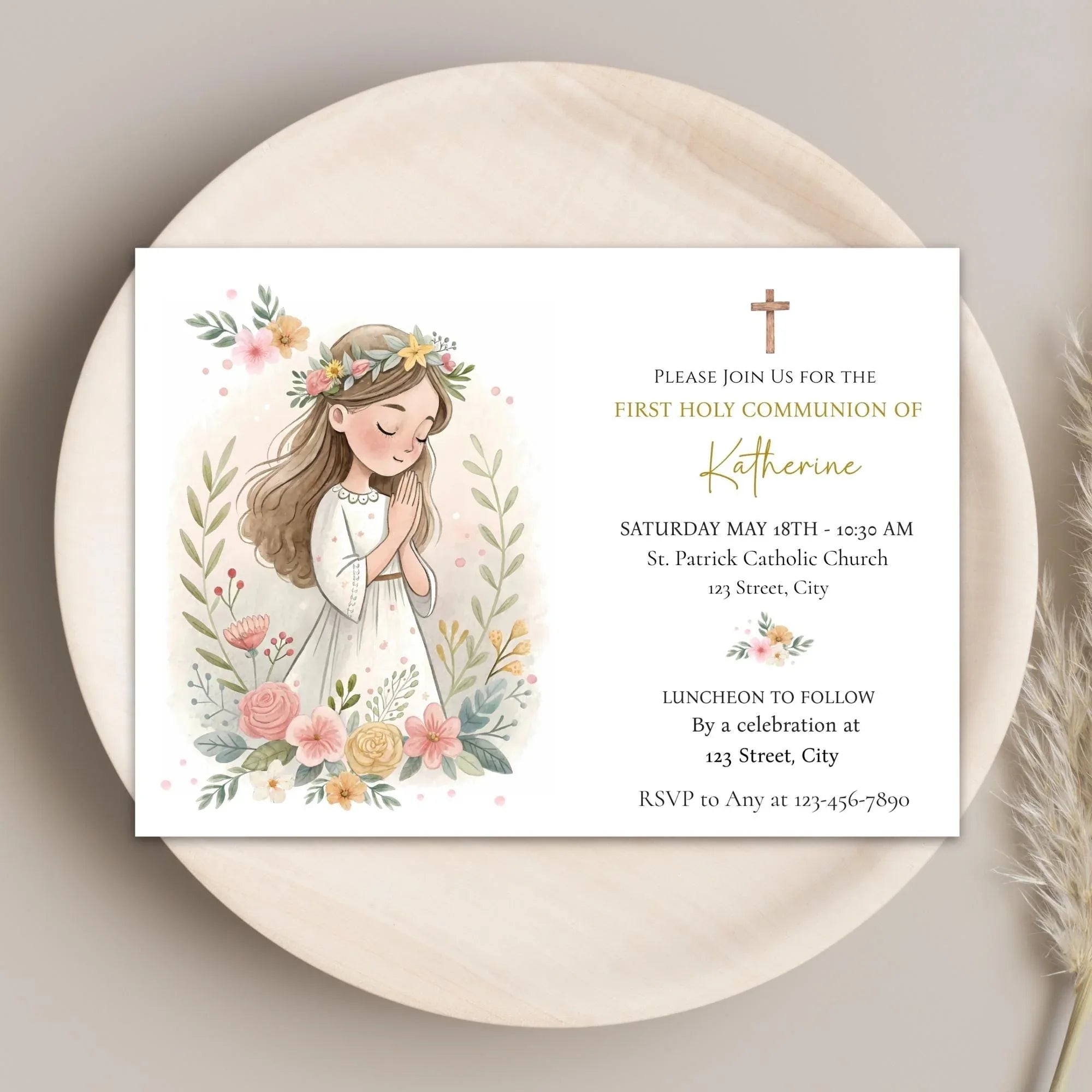 Boho Style communion Invitation - Lovely Party