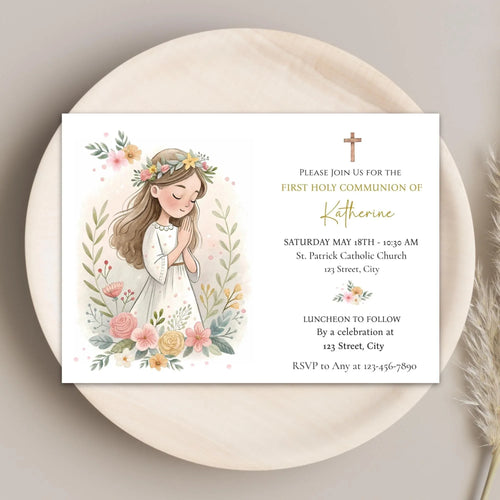 Boho Style communion Invitation - Lovely Party