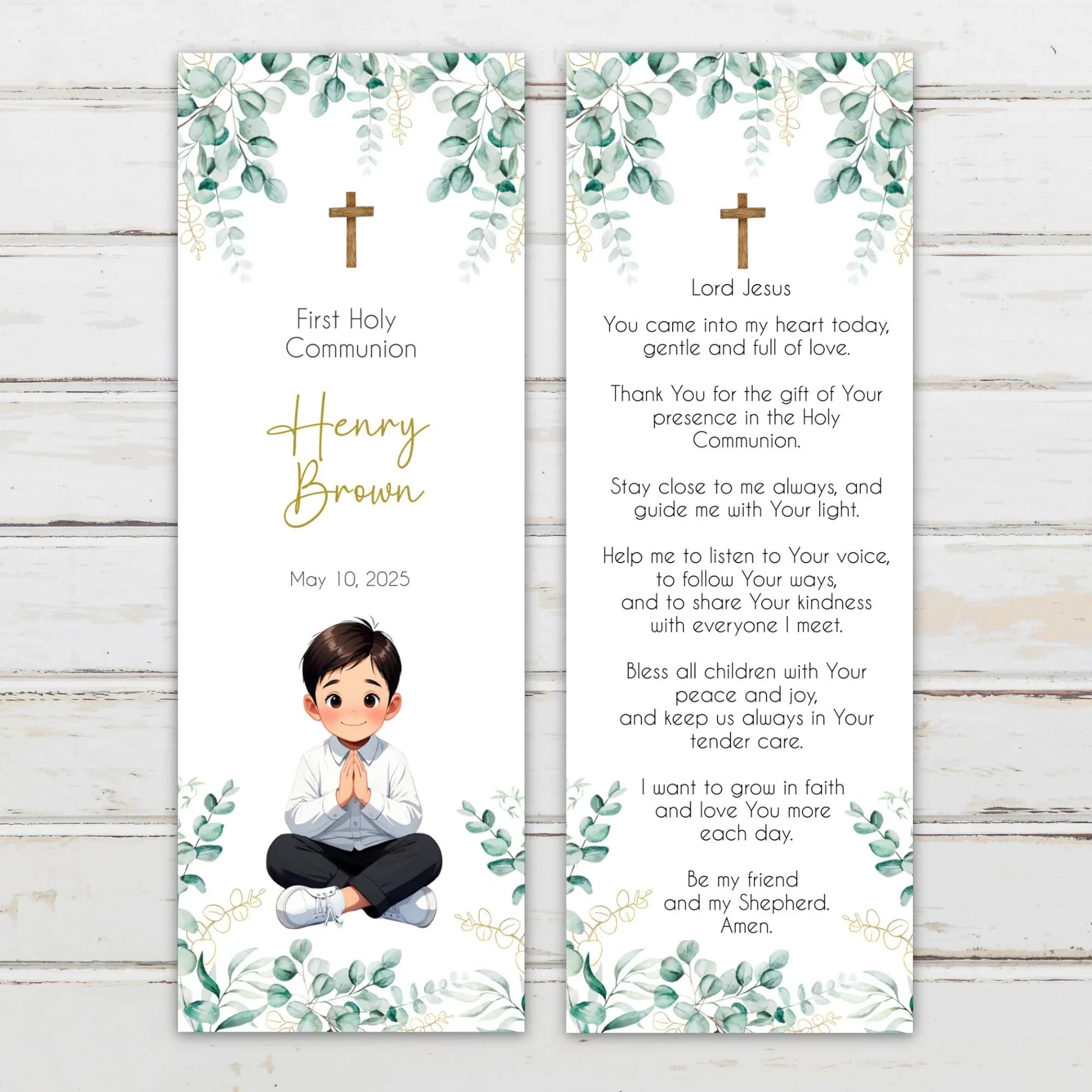 Laurel boy First communion Bookmark - Lovely Party