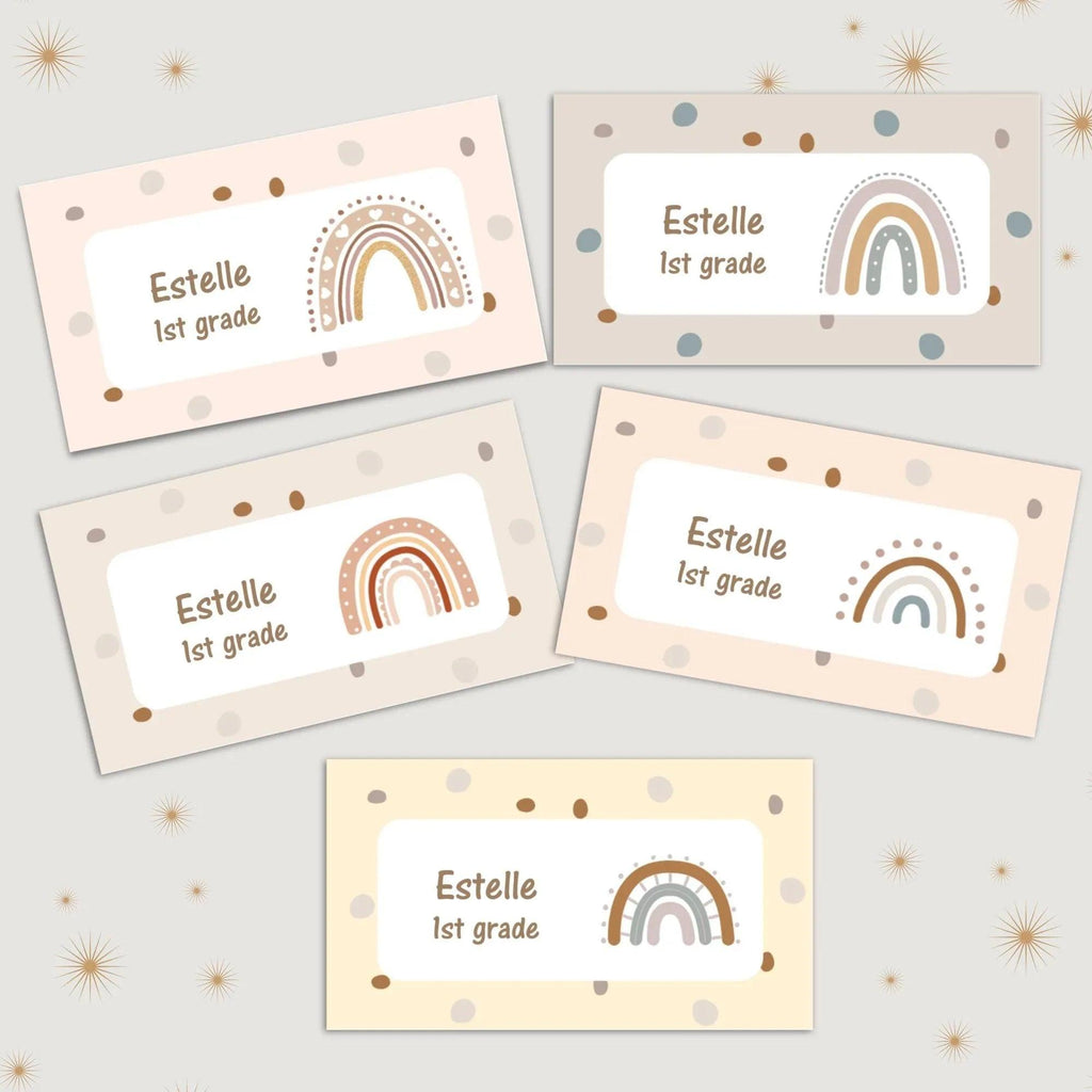 Rainbow School Labels Instant Download Digital Template - Lovely Printable Party