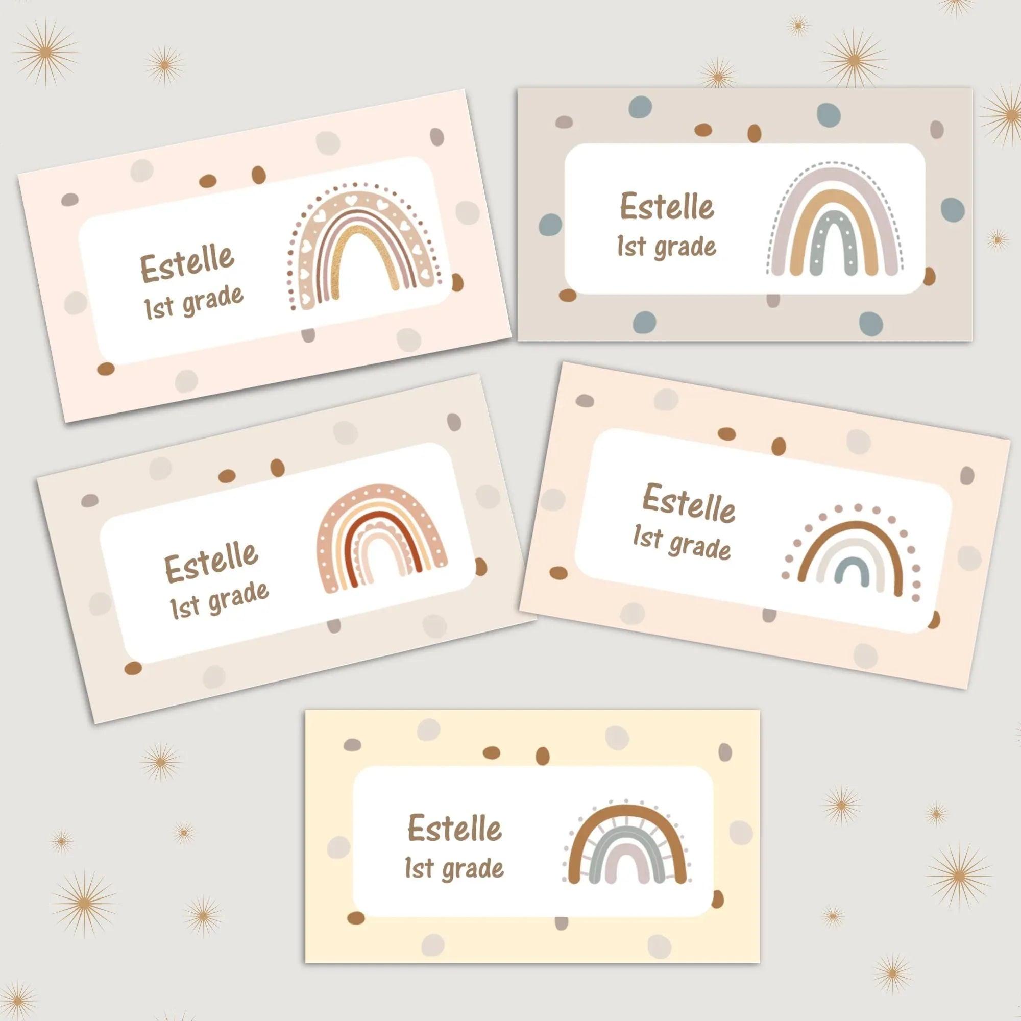 Rainbow School Labels Instant Download Digital Template - Lovely Printable Party