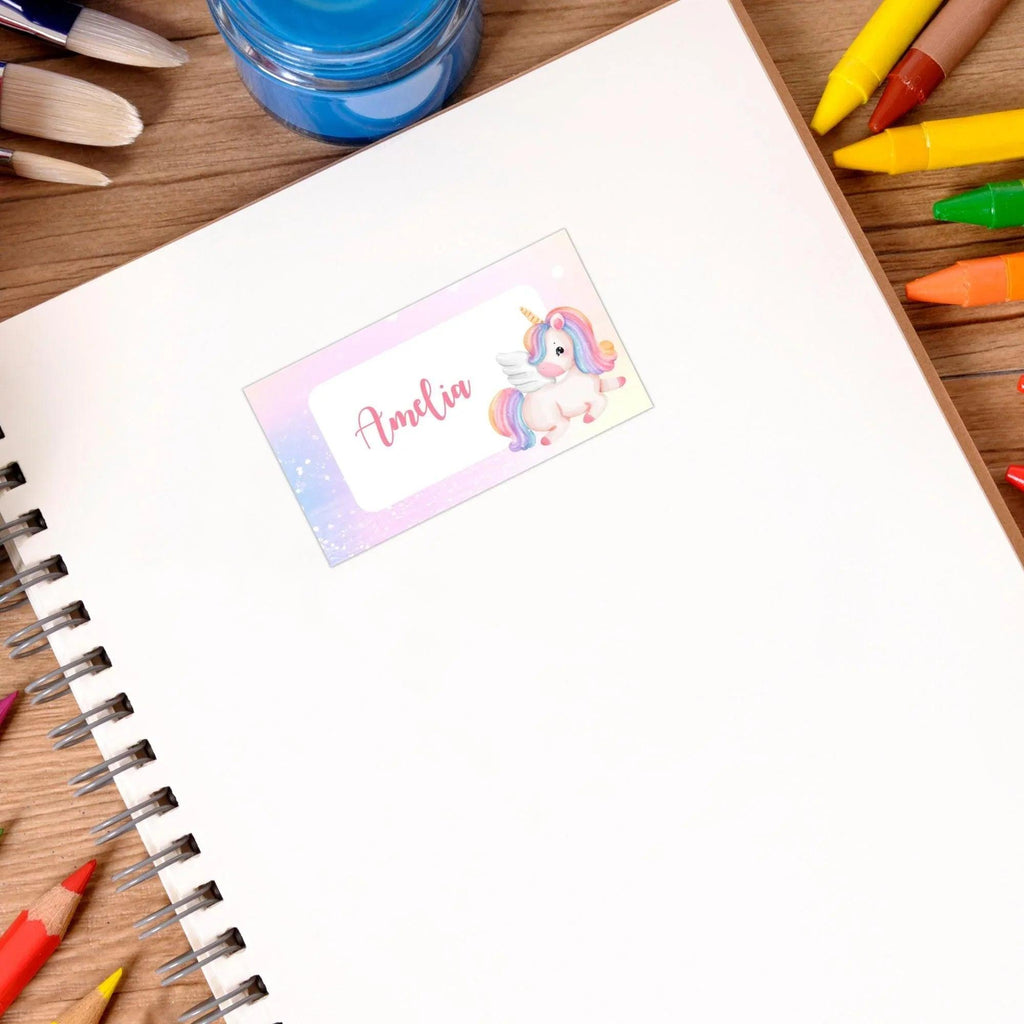 Unicorn Stickers, Kids name labels, School name labels, Classroom Labels, School supply labels, Custom text sticker - Lovely Printable Party