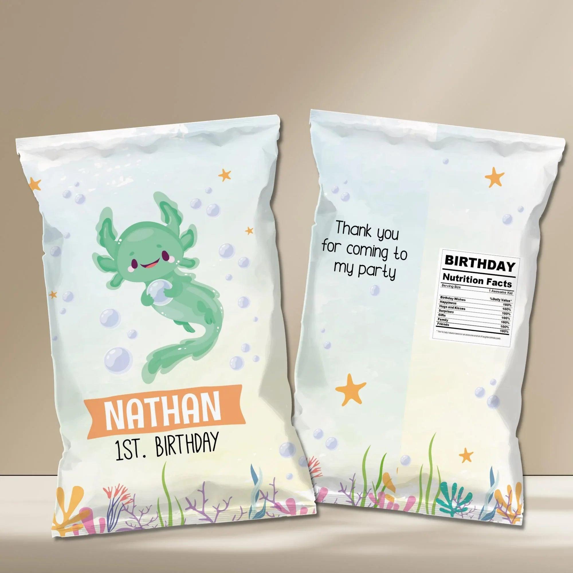 Axolotl Chip Bags - Instant Download Digital template - Lovely Printable Party
