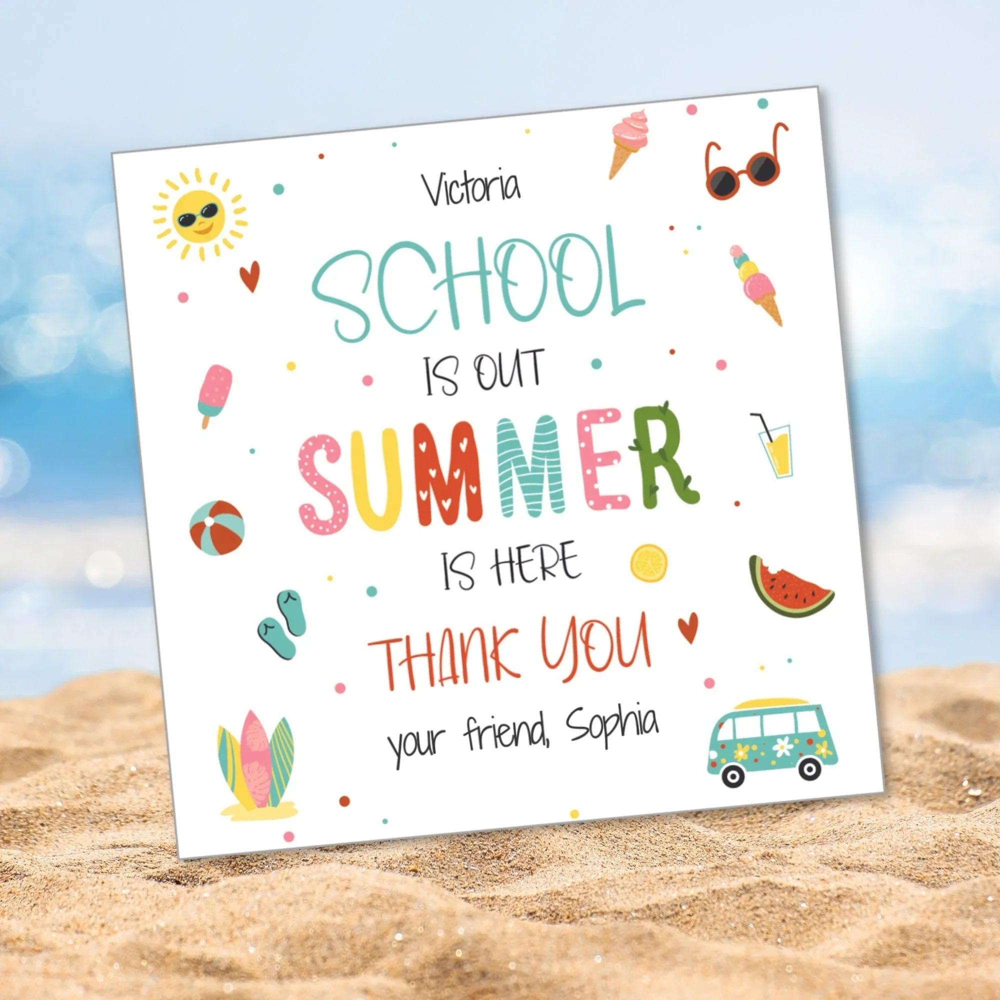 Kids Summer Thank You Card - Summer Card - Kids greeting - Personalized summer Card end of the school year - Editable Instant Download - Lovely Printable Party