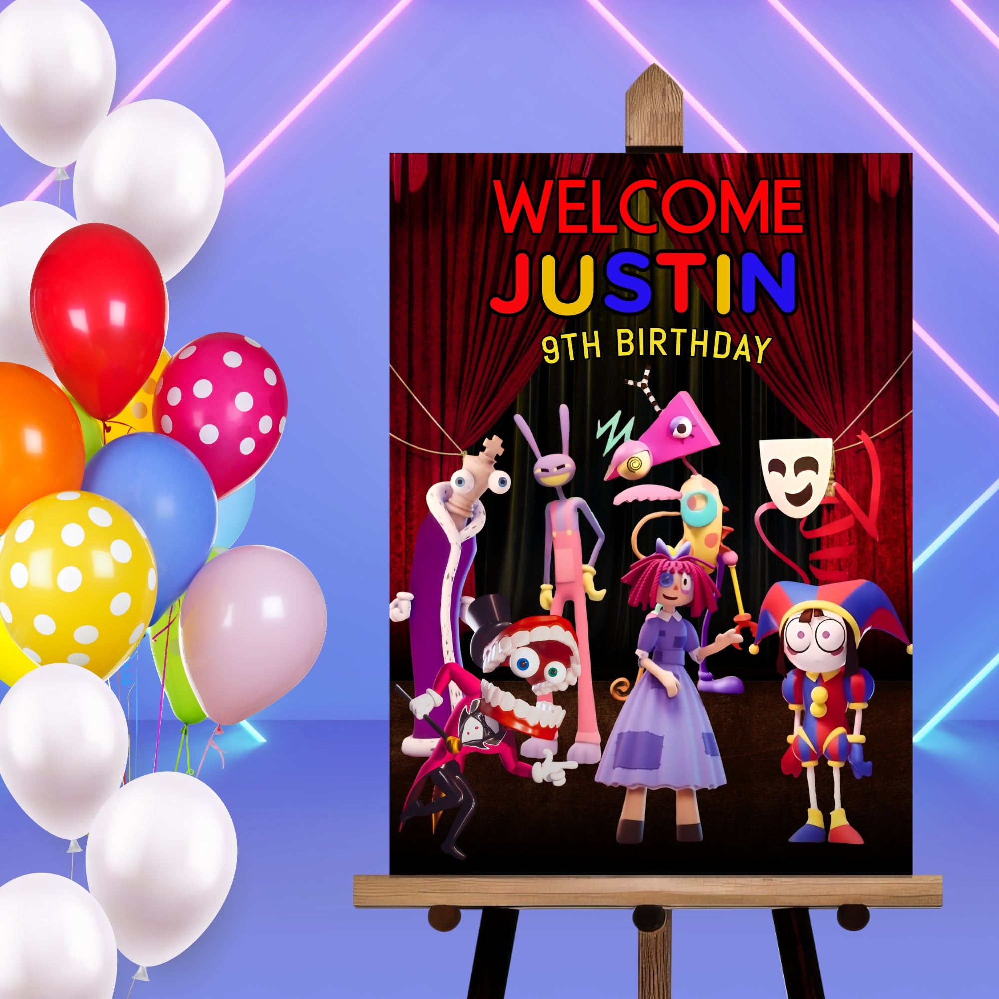 Amazing Digital Circus Welcome Sign | Editable Corjl Template | Instant Download