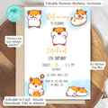 Hamster Birthday Invitation Template Instant Download