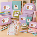 Etiquetas escolares de carpincho kawaii – Set de pegatinas de carpincho kawaii – Diseños de donas y portátiles en tonos pastel – Etiquetas imprimibles para niños