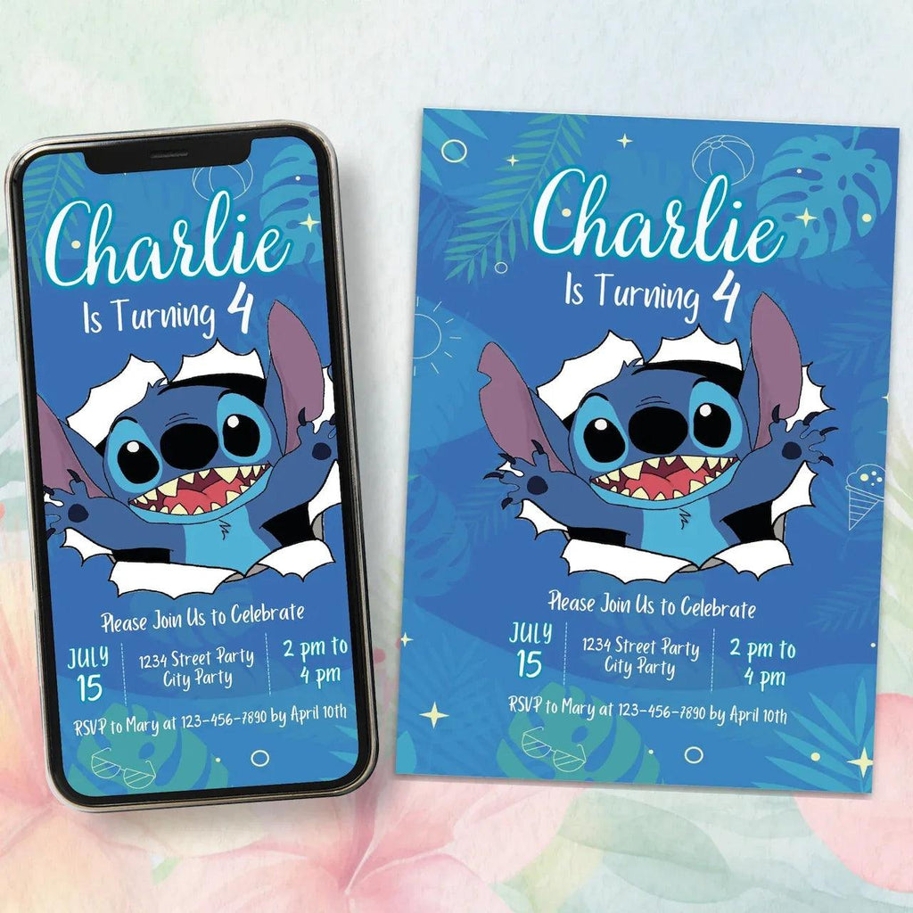Stitch Birthday Invitation - Instant Download Digital Template - Lovely Printable Party