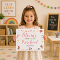 First Day of School Sign | Preschool Kindergarten Photo Prop | 3 Sizes | Editable Canva Template | Instant Download