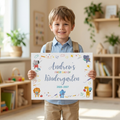 First Day of Preschool Sign | Cute Animals Back to School Photo Prop | 3 Sizes | Editable Canva Template | Instant Download