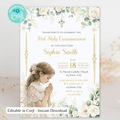 Première Communion, Modèle d'invitation, Invitation Première Communion Fille, Invitation Première Communion Fille Modifiable, Téléchargement Instantané