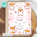Hamster Birthday Invitation Editable Template. Instant Download