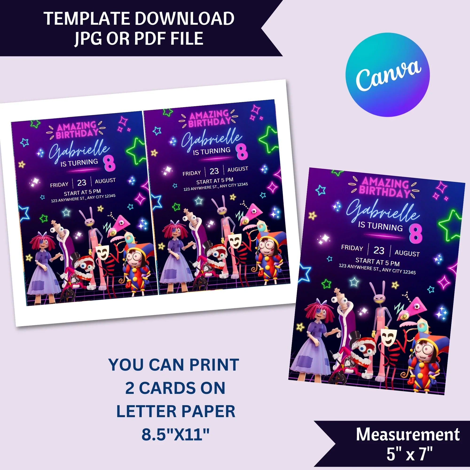 Amazing Digital Circus Neon Invitation - Lovely Party