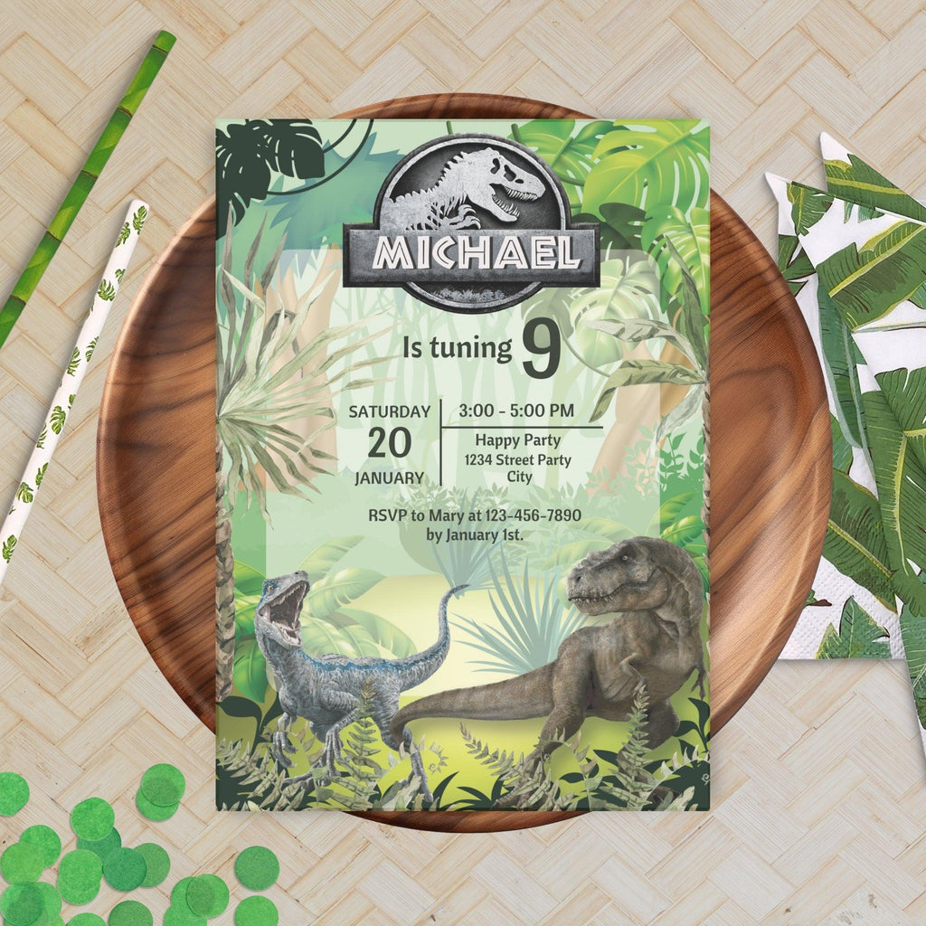 Jurassic Birthday Invitation Editable Template - Dinosaur Party Invite Digital Download