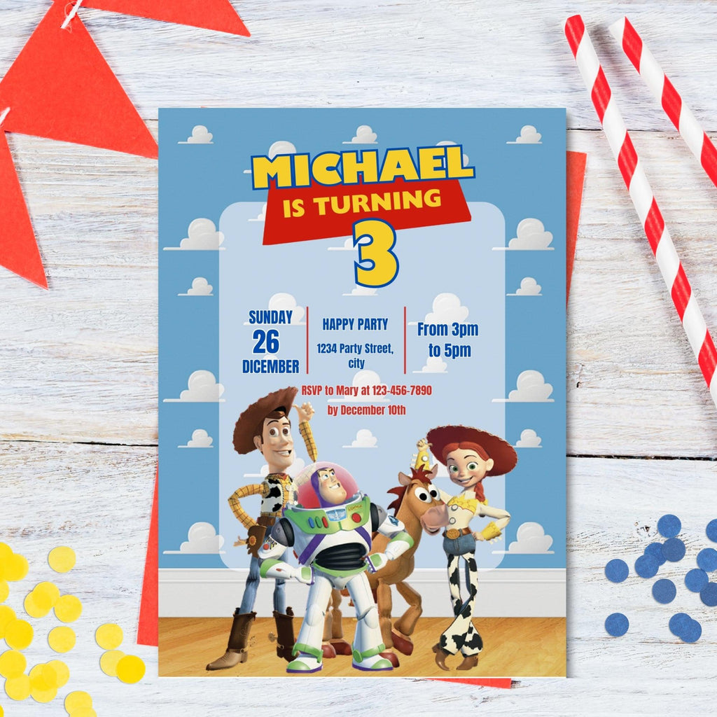 Toy Story Birthday Invitation Editable Template - Woody Buzz Party Invite Digital Download