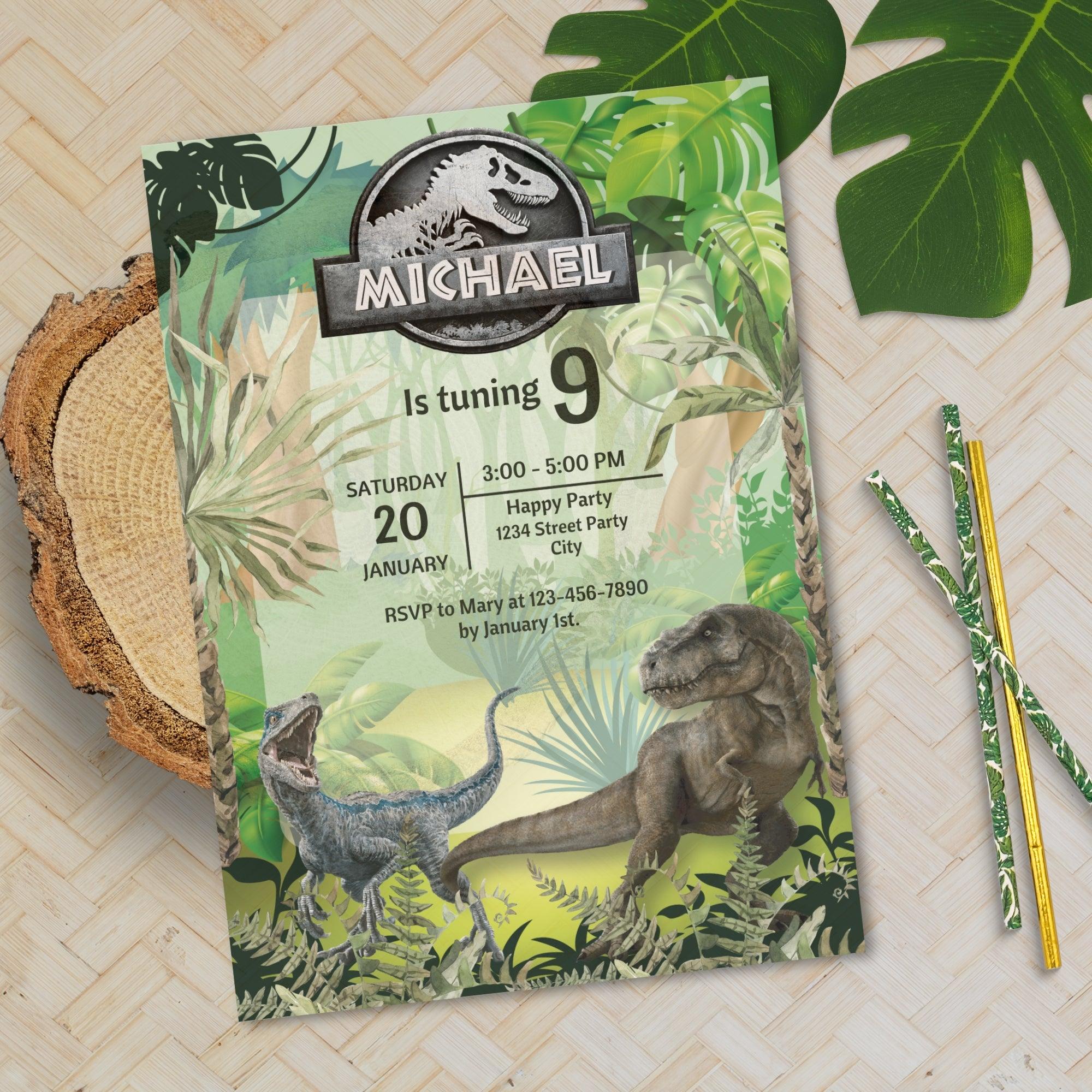 Jurassic Birthday Invitation Editable Template - Dinosaur Party Invite Digital Download
