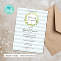 Plantilla de invitación para primera comunión, invitación editable, descarga instantánea.