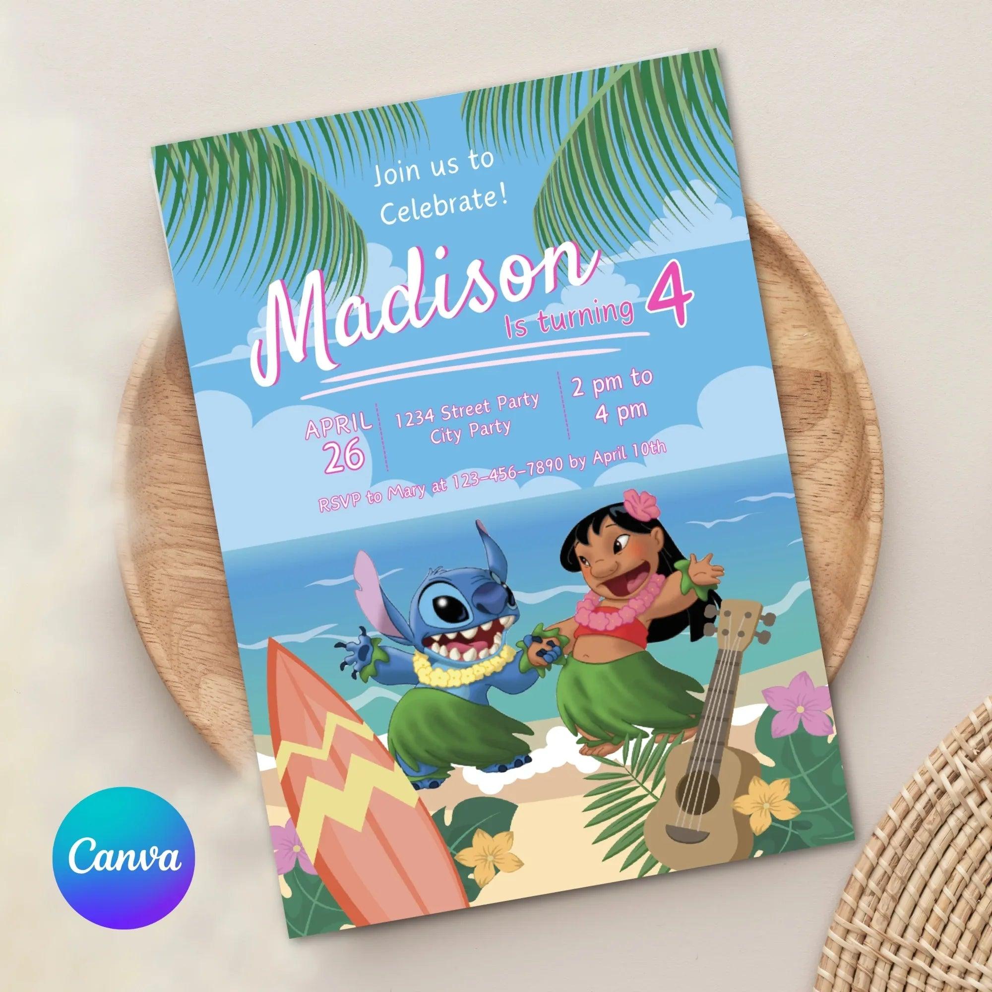 Lilo and Stitch Birthday Invitation - Instant Download Digital Template - Lovely Printable Party