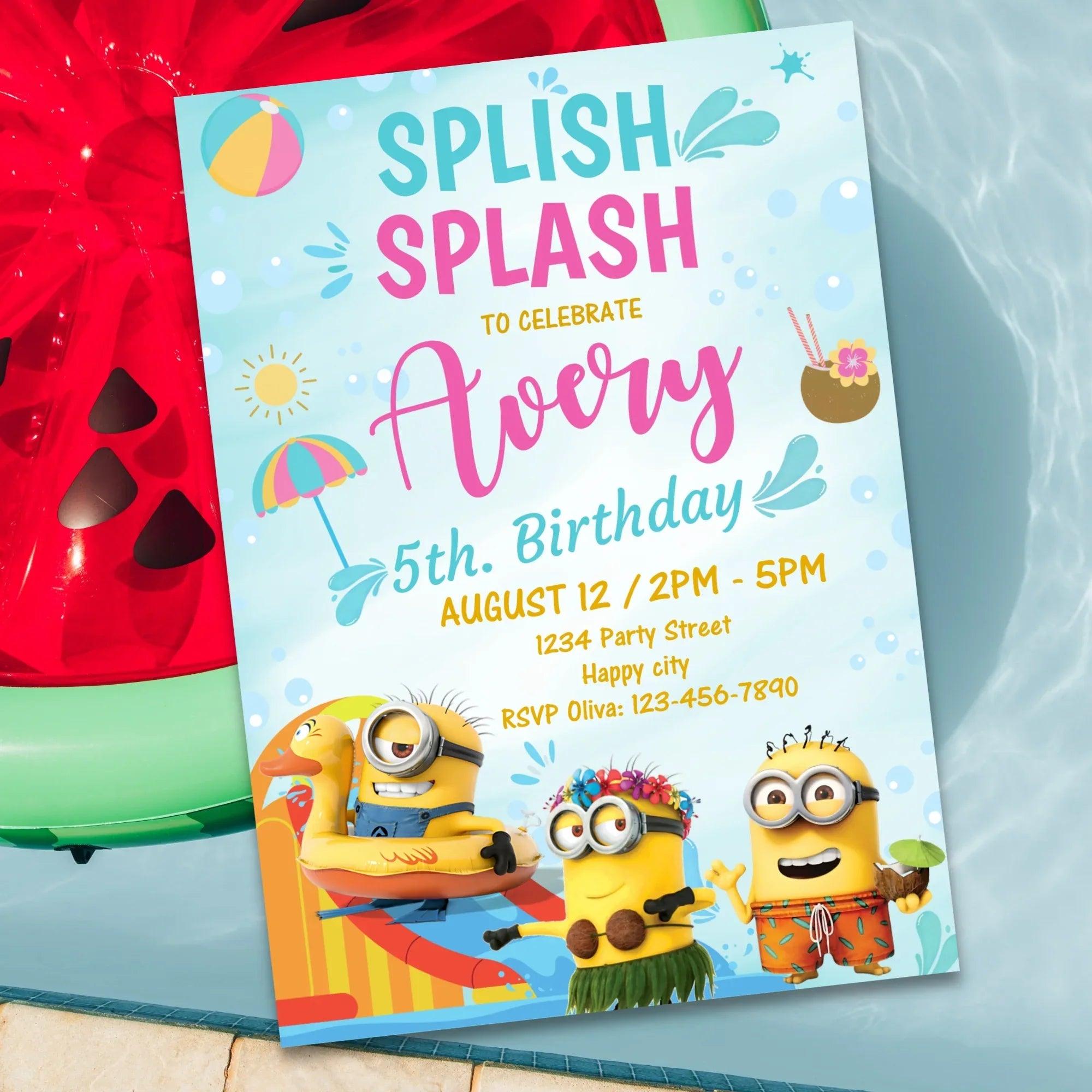 Minions Pool Party Birthday Invitation - Instant Download Digital Template - Lovely Printable Party