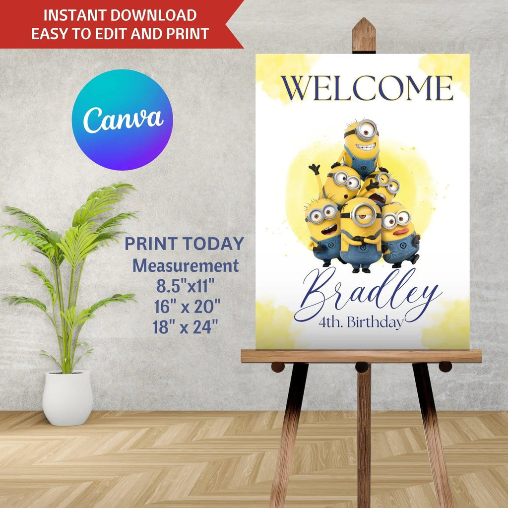 Minions Welcome Sign Instant Download Digital Template - Lovely Printable Party