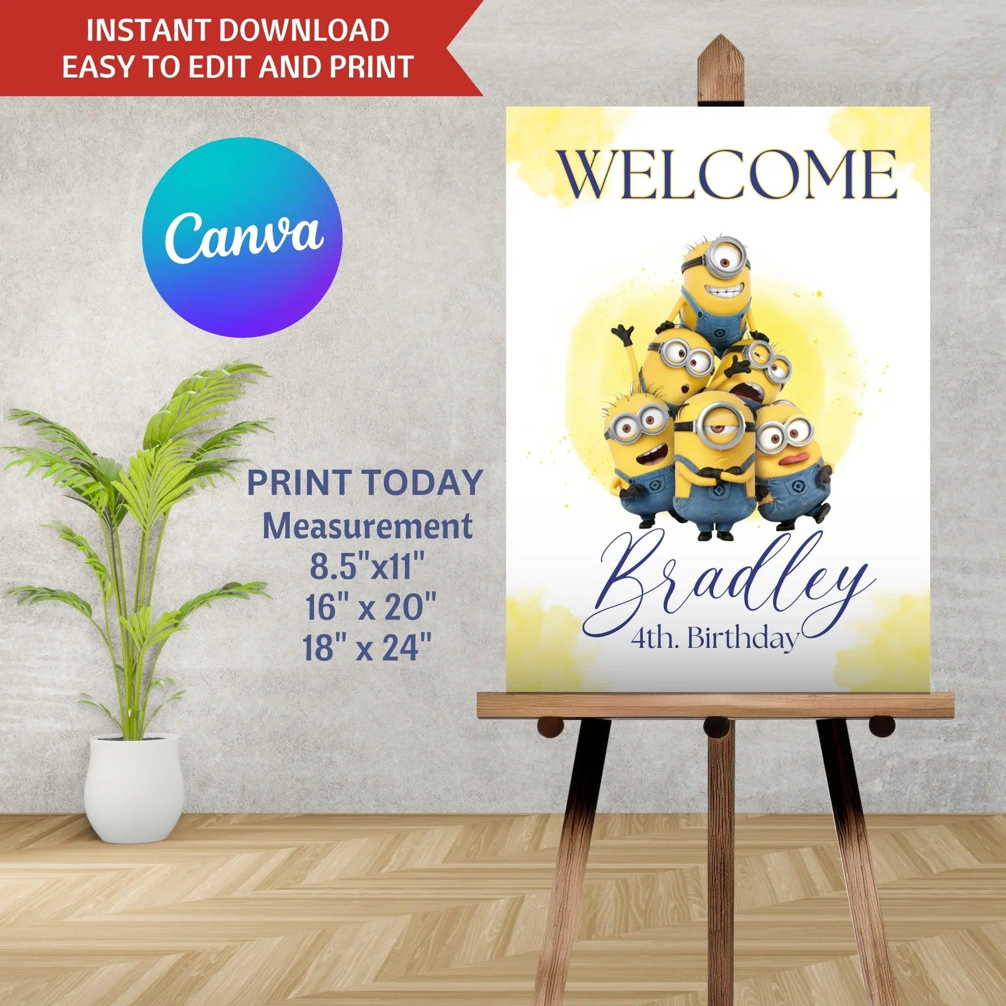 Minions Welcome Sign Instant Download Digital Template - Lovely Printable Party