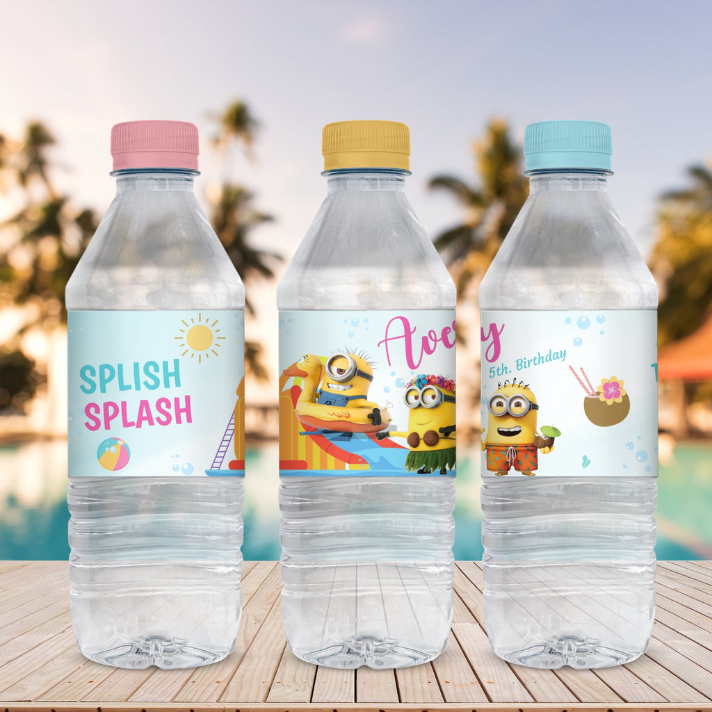 Minions Pool Party Editable Party Pack — Invitation, Welcome Sign, Water Bottle Label & Chip Bag | Splish Splash Birthday