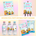 Minions Pool Party Editable Party Pack — Invitation, Welcome Sign, Water Bottle Label & Chip Bag | Splish Splash Birthday