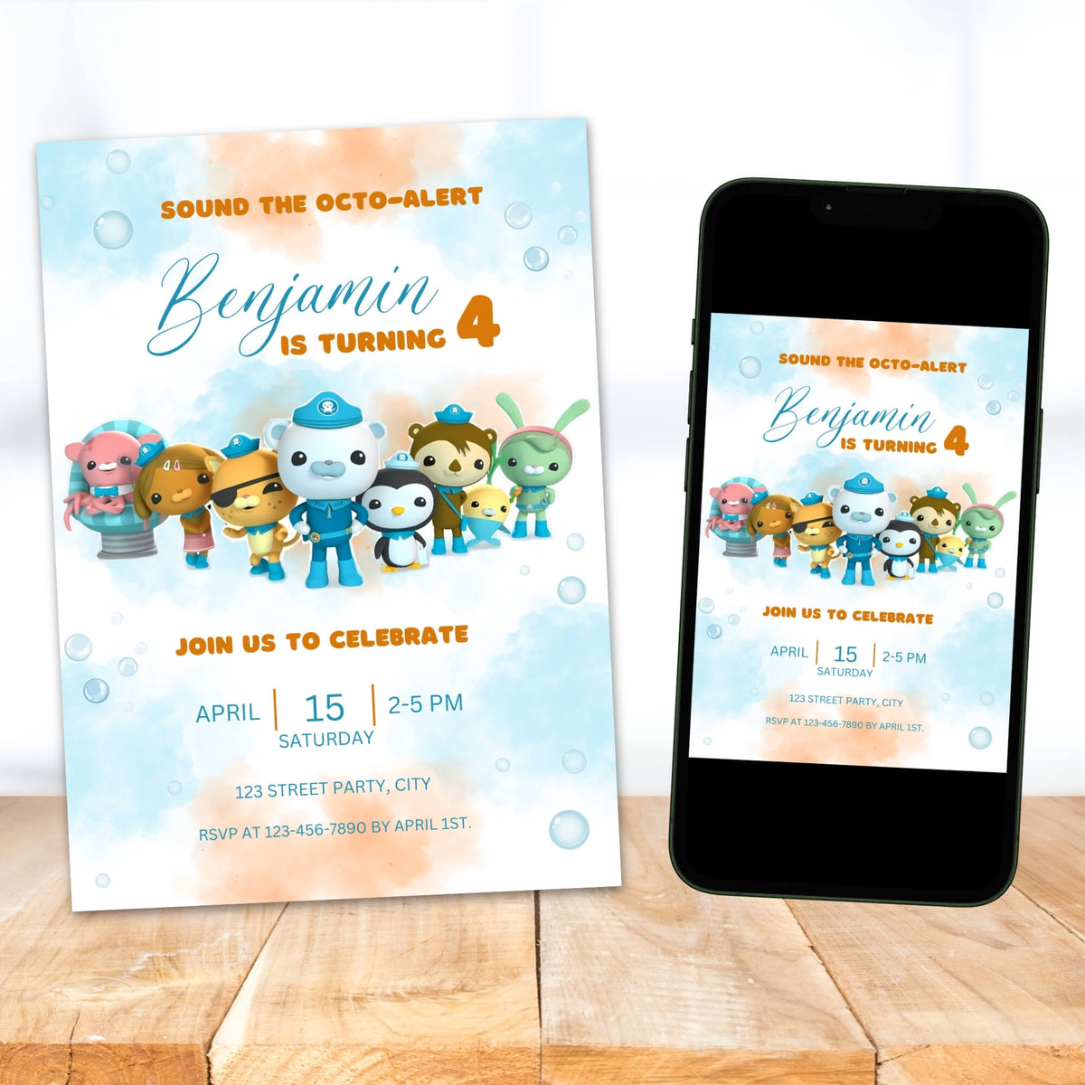 Octonauts Birthday Invitation | Watercolor Ocean Theme | Editable Canva Template | Instant Download