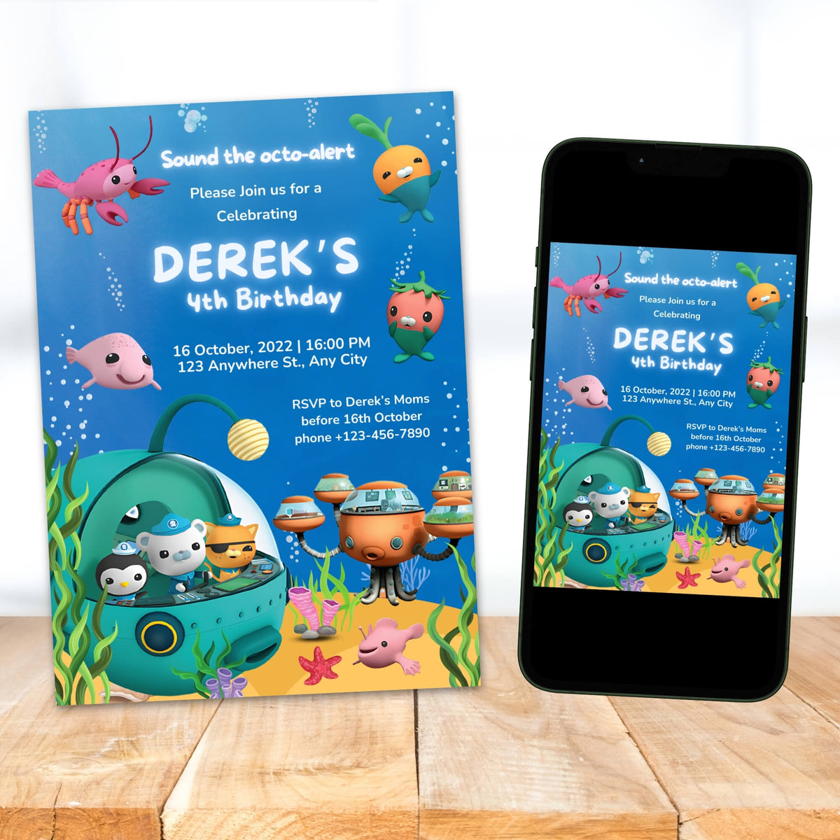 Octonauts Birthday Invitation | Underwater Ocean Theme | Editable Canva Template | Instant Download