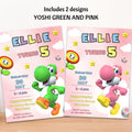 Yoshi Birthday Invitation | Pink & Green Yoshi | 2 Designs | Editable Canva Template | Instant Download