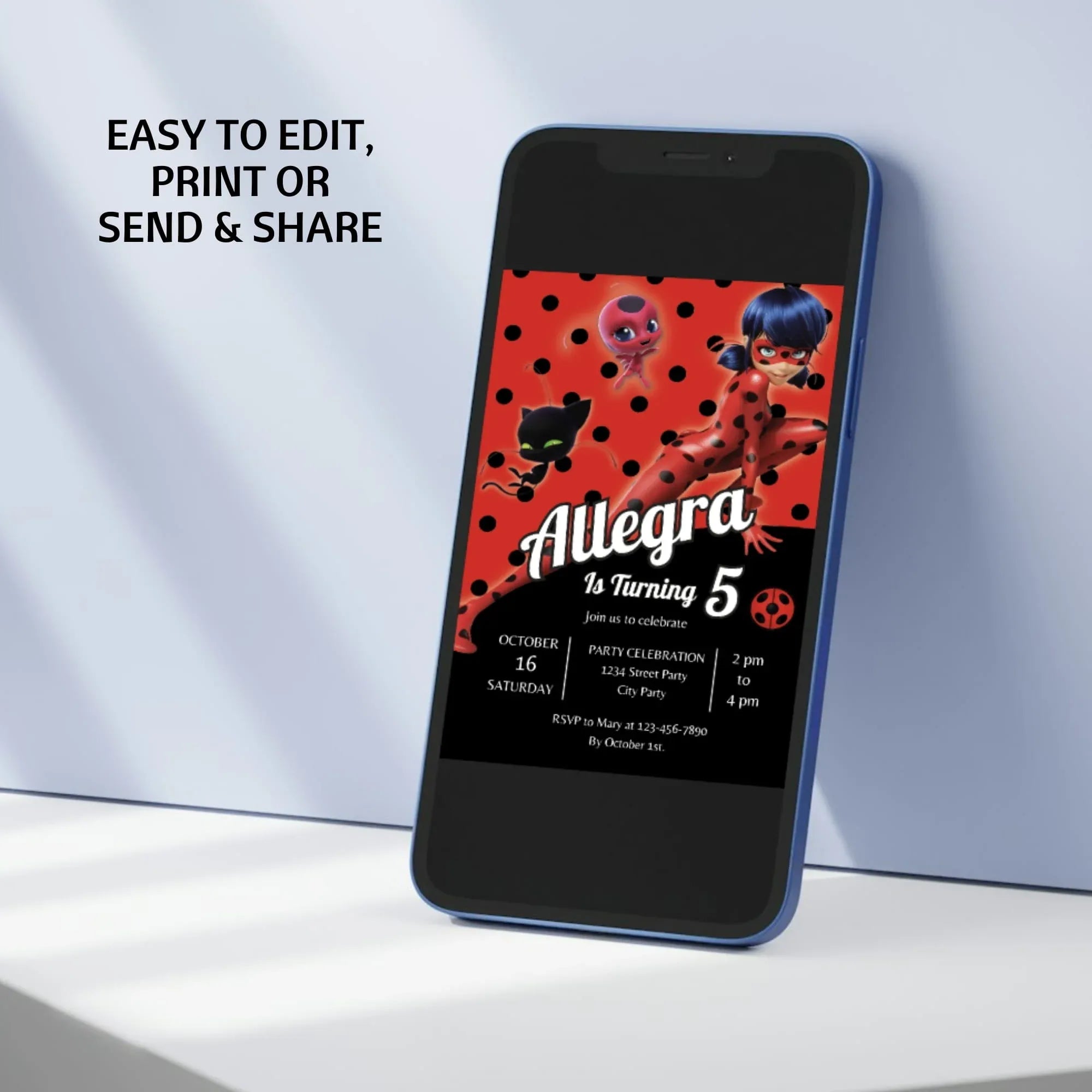 Editable Ladybug Birthday Invitation - Lovely Party