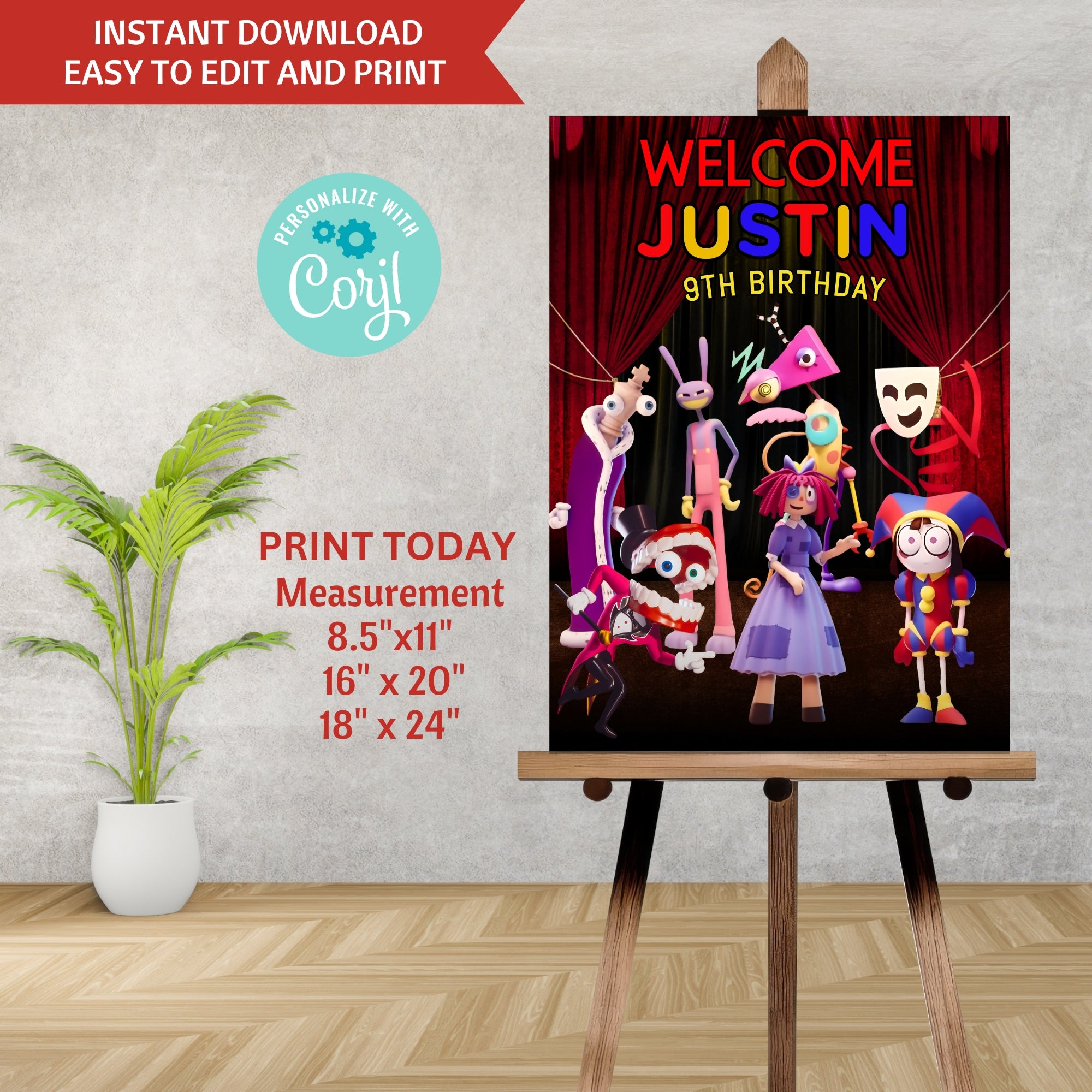 Amazing Digital Circus Welcome Sign | Editable Corjl Template | Instant Download
