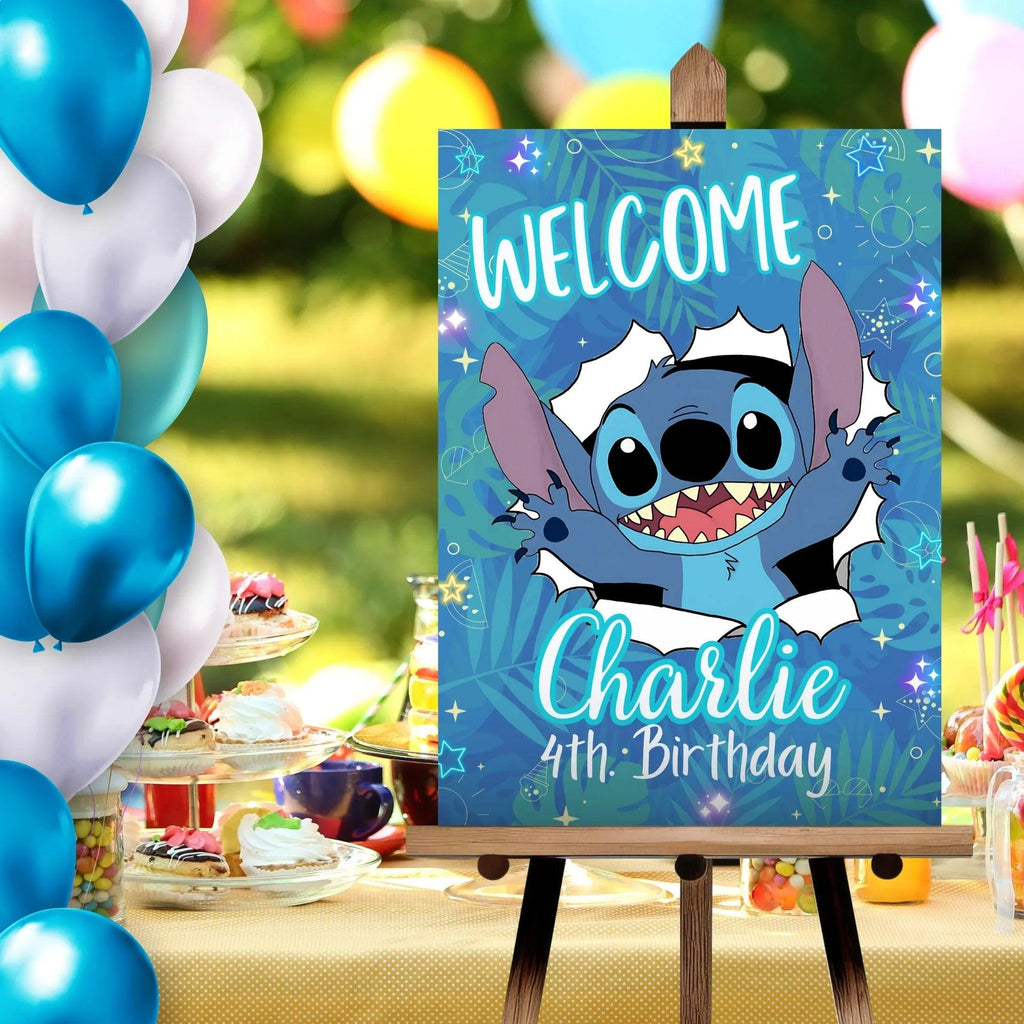Stitch Welcome Sign Instant Download Digital Template - Lovely Printable Party