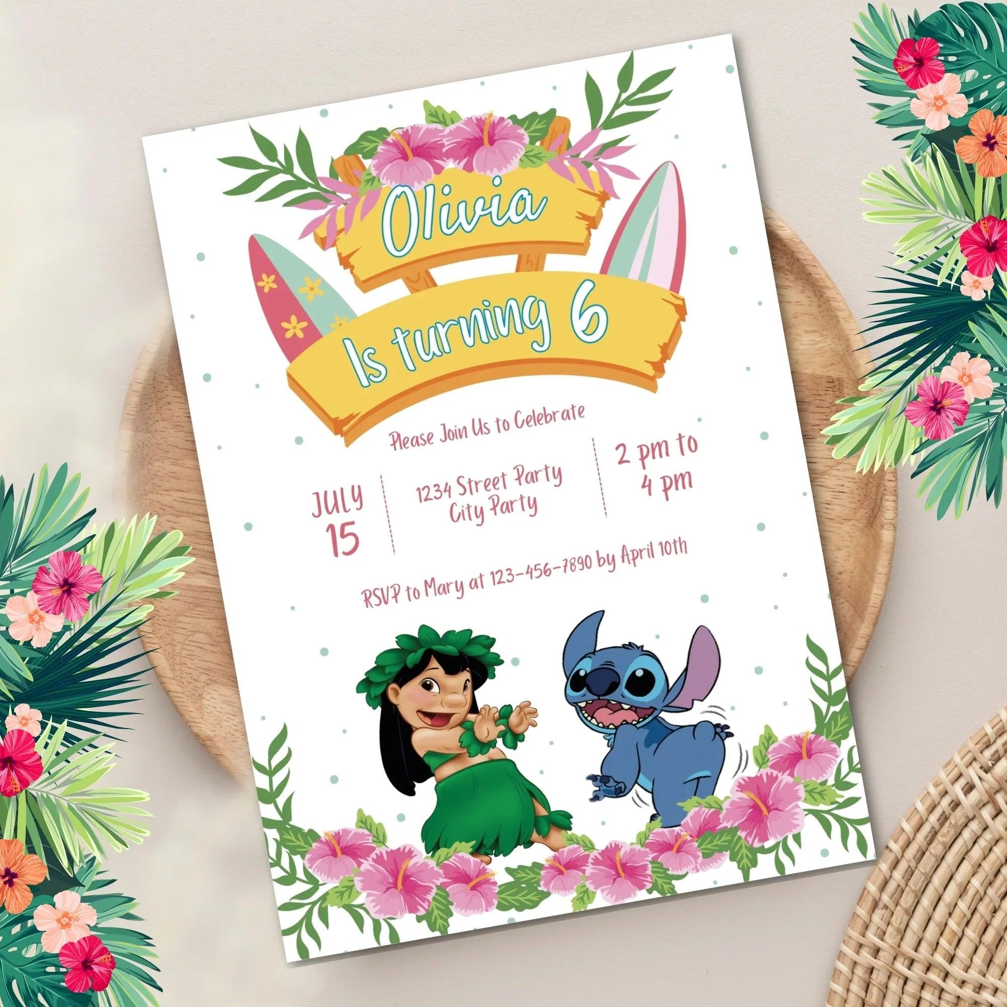 Lilo and Stitch Hawaiian Birthday Invitation - Instant Download Digital Template - Lovely Printable Party